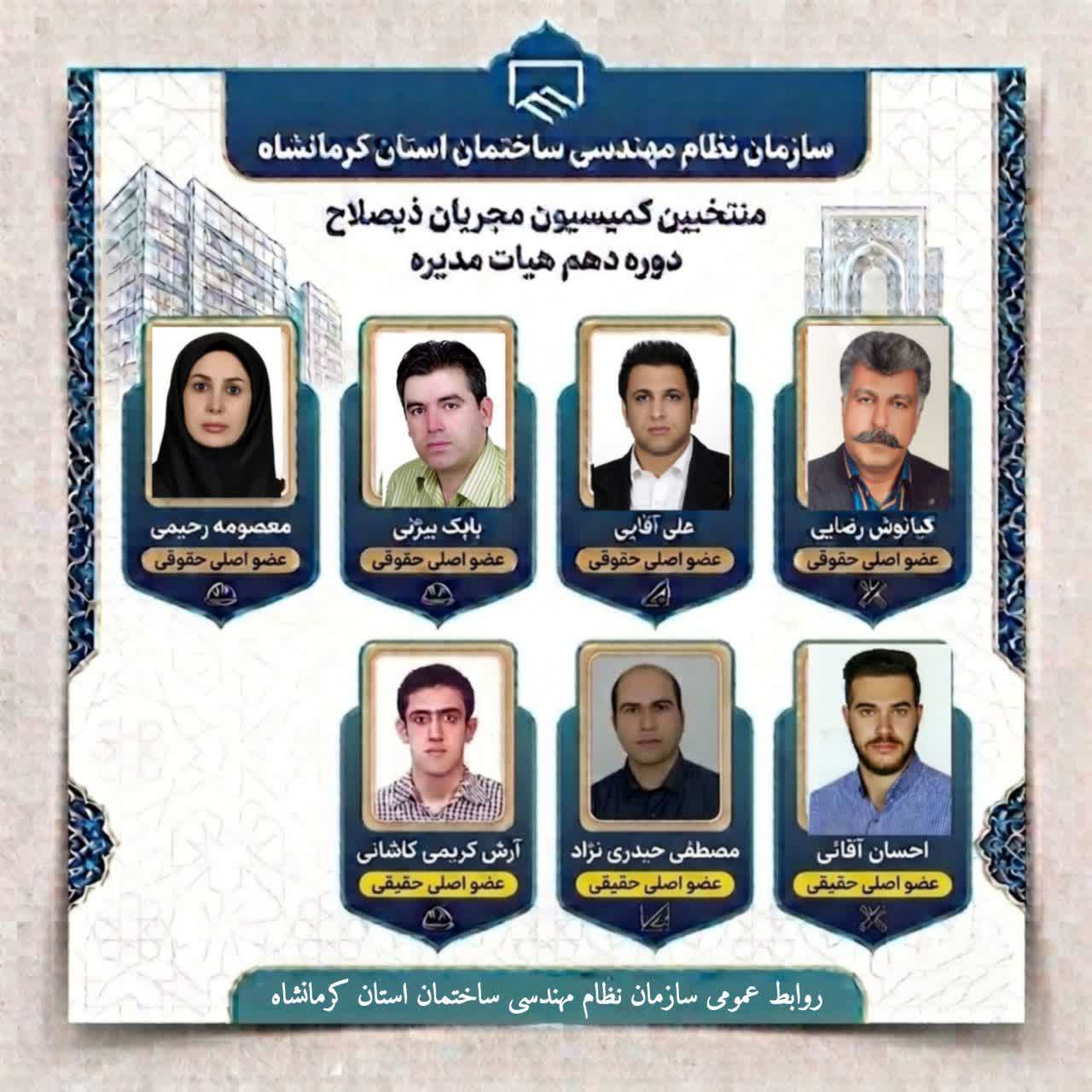 اعضای کمیسیون مجریان ذیصلاح ، دوره دهم هیات مدیره سازمان نظام مهندسی ساختمان استان کرمانشاه 